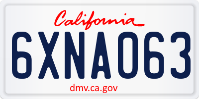 CA license plate 6XNA063