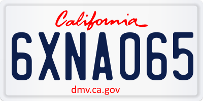 CA license plate 6XNA065