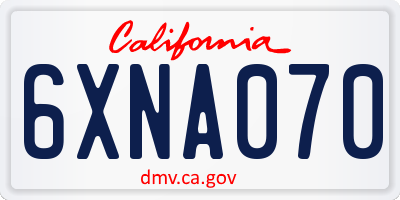 CA license plate 6XNA070
