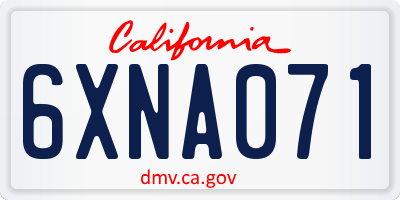 CA license plate 6XNA071