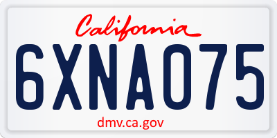 CA license plate 6XNA075