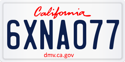CA license plate 6XNA077