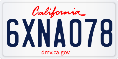 CA license plate 6XNA078