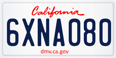 CA license plate 6XNA080