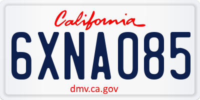 CA license plate 6XNA085