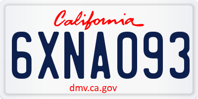 CA license plate 6XNA093