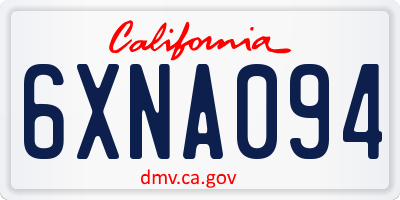 CA license plate 6XNA094