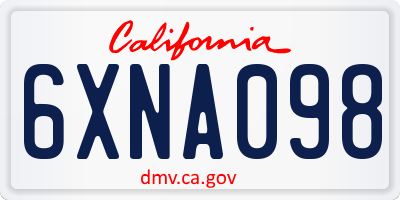 CA license plate 6XNA098