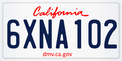 CA license plate 6XNA102