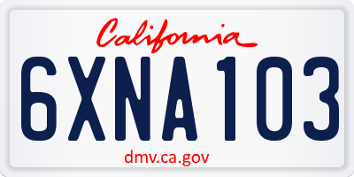 CA license plate 6XNA103