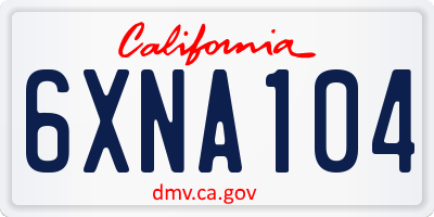 CA license plate 6XNA104