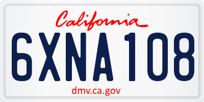 CA license plate 6XNA108