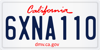 CA license plate 6XNA110