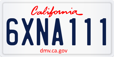 CA license plate 6XNA111