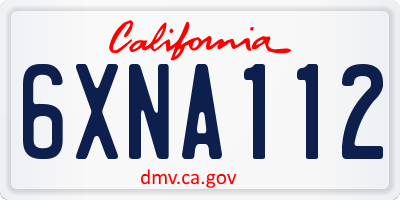 CA license plate 6XNA112