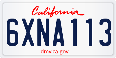 CA license plate 6XNA113