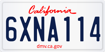 CA license plate 6XNA114