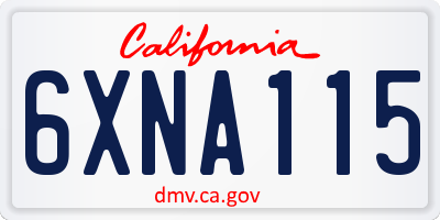 CA license plate 6XNA115