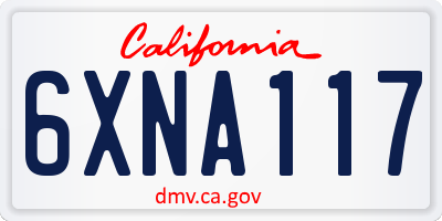 CA license plate 6XNA117