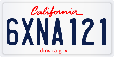 CA license plate 6XNA121