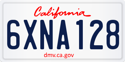 CA license plate 6XNA128