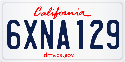 CA license plate 6XNA129