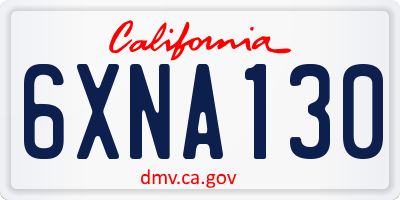 CA license plate 6XNA130