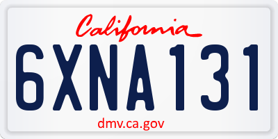 CA license plate 6XNA131