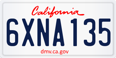 CA license plate 6XNA135