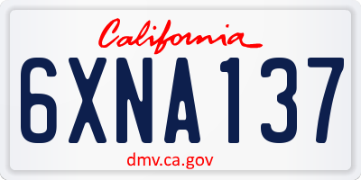 CA license plate 6XNA137