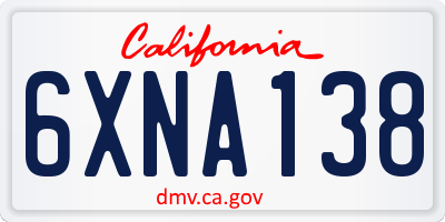 CA license plate 6XNA138