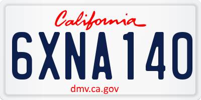 CA license plate 6XNA140