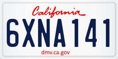 CA license plate 6XNA141