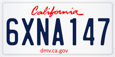 CA license plate 6XNA147
