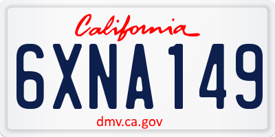 CA license plate 6XNA149