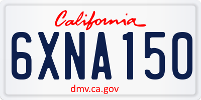 CA license plate 6XNA150