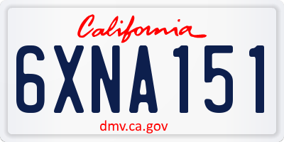 CA license plate 6XNA151