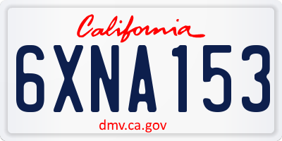 CA license plate 6XNA153