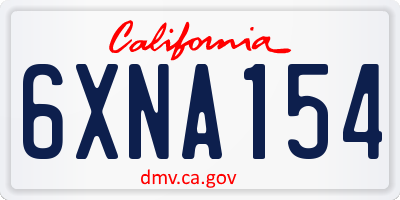 CA license plate 6XNA154