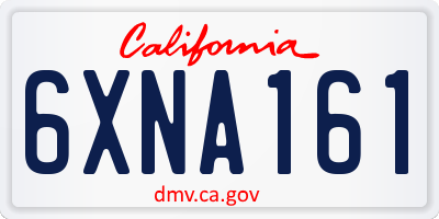 CA license plate 6XNA161