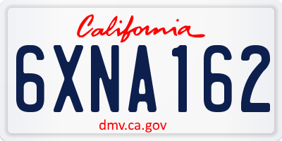 CA license plate 6XNA162