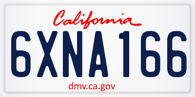 CA license plate 6XNA166