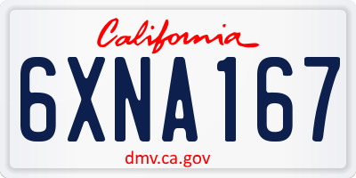 CA license plate 6XNA167