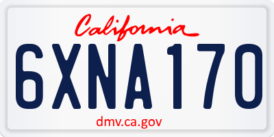 CA license plate 6XNA170
