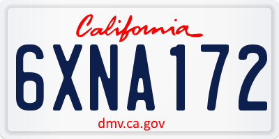 CA license plate 6XNA172