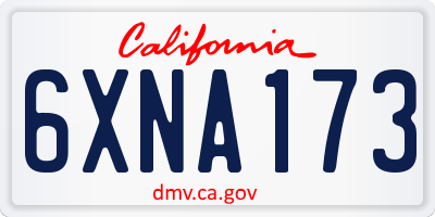 CA license plate 6XNA173