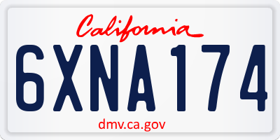 CA license plate 6XNA174