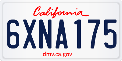 CA license plate 6XNA175