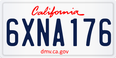 CA license plate 6XNA176