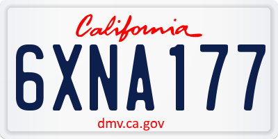 CA license plate 6XNA177